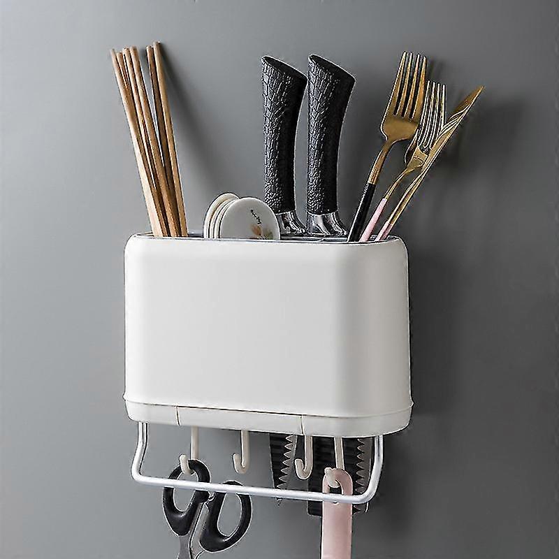 Wall Mount Drain Drying Rack Tableware Storage Holder Box Spoon Fork Shelf Cutlery Case