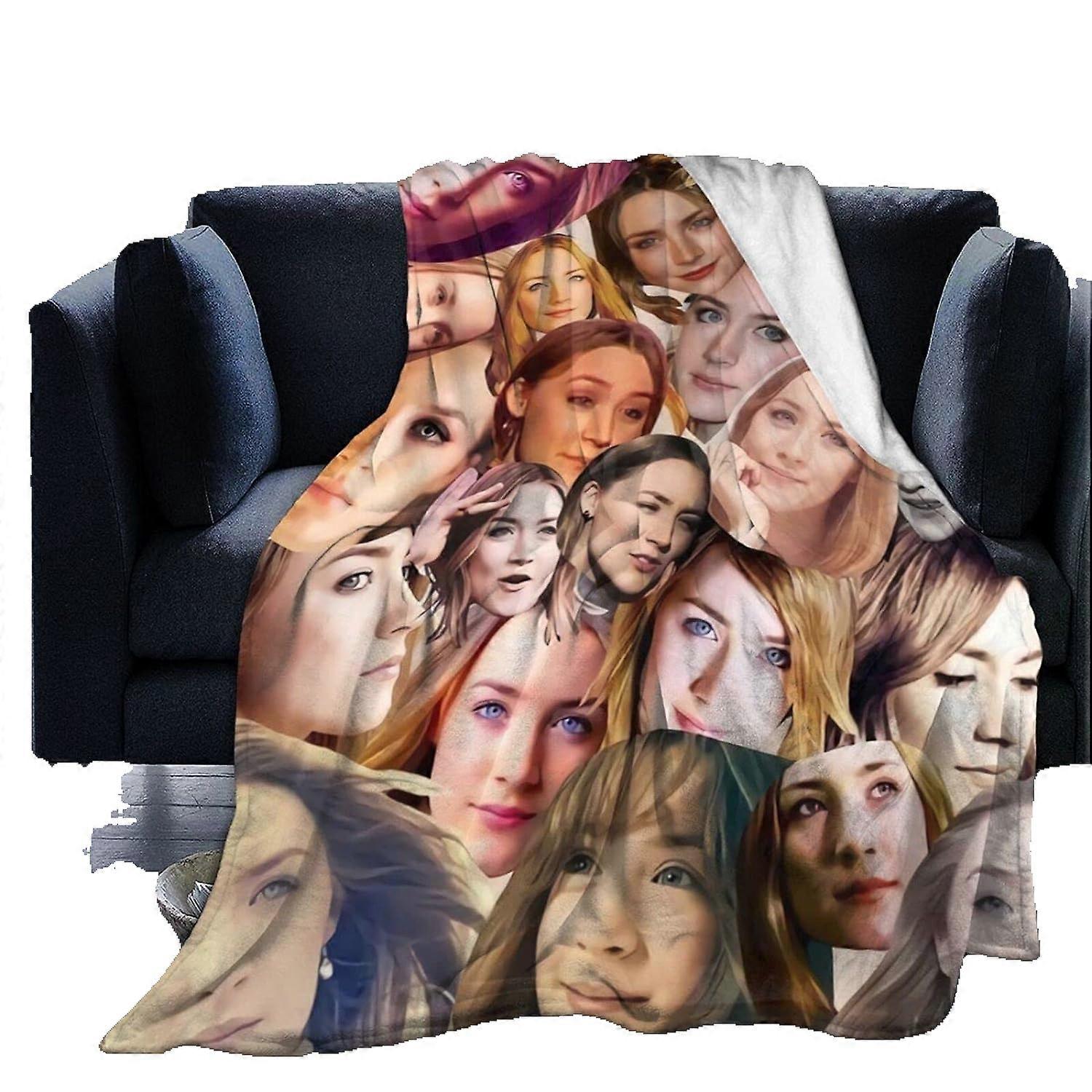 Saoirse Ronan Soft Comfortable Plush Blanket for Sofa Bed Office Knee Bed Cushion Car Camping Wettable Plush Cover Large Size Elegant Style -CT381