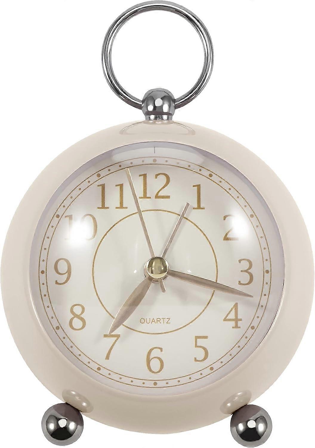 Analog Alarm Clock ,Classic Silent Non-Ticking Battery Operated 3.5 Inch Small Clock with Backlight