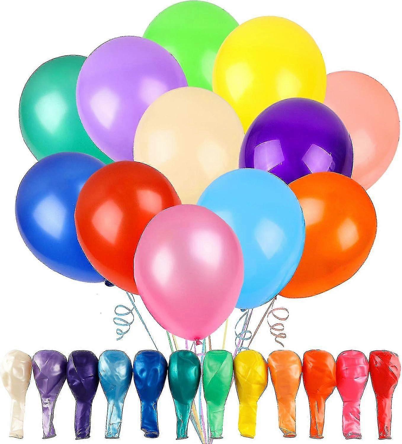 120 Balloons, Assorted Colors 30.48cm Rainbow Latex Balloons, Multicolor Bright