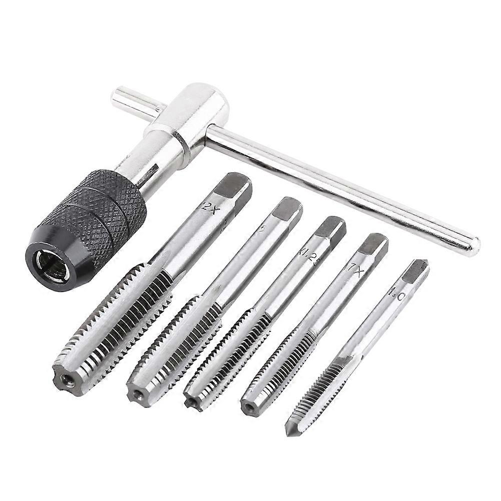 6pcs Set Screw Tap & T shaped Wrench Threading Tapping Hand Tool Kit