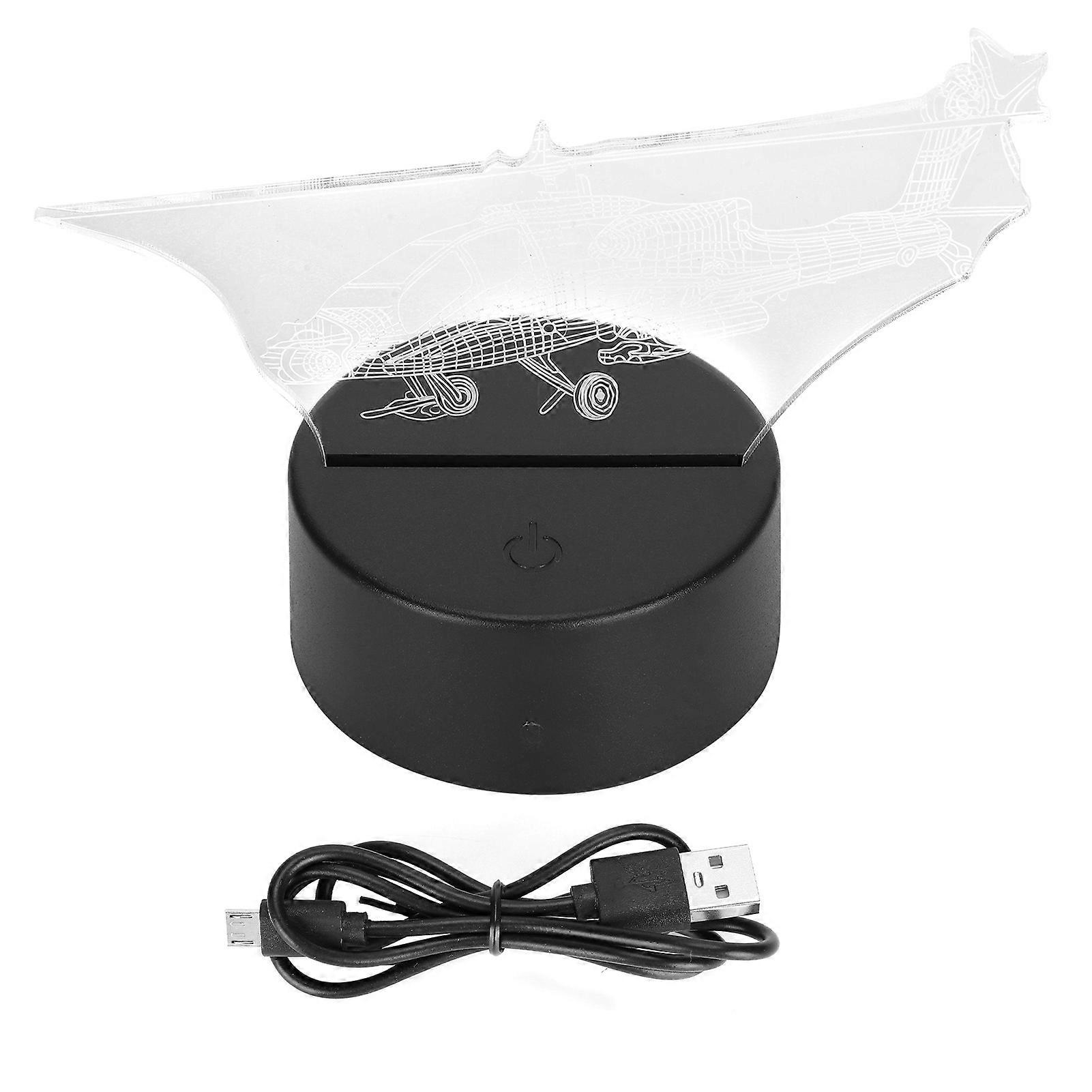 مصباح ليلي ثلاثي الأبعاد على شكل مروحية من الأكريليك مزود بمفتاح لمس لتزيين المكتب كهدية