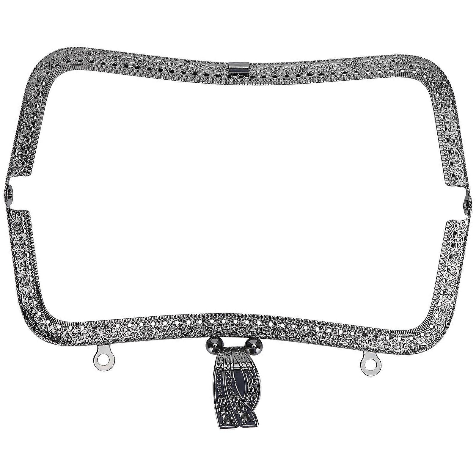 إطار محفظة معدنية DIY قبلة قفل قفل مقبض منقوش الرجعية ملحقات الأجهزة 20 سم بندقية أسود B01-02700479