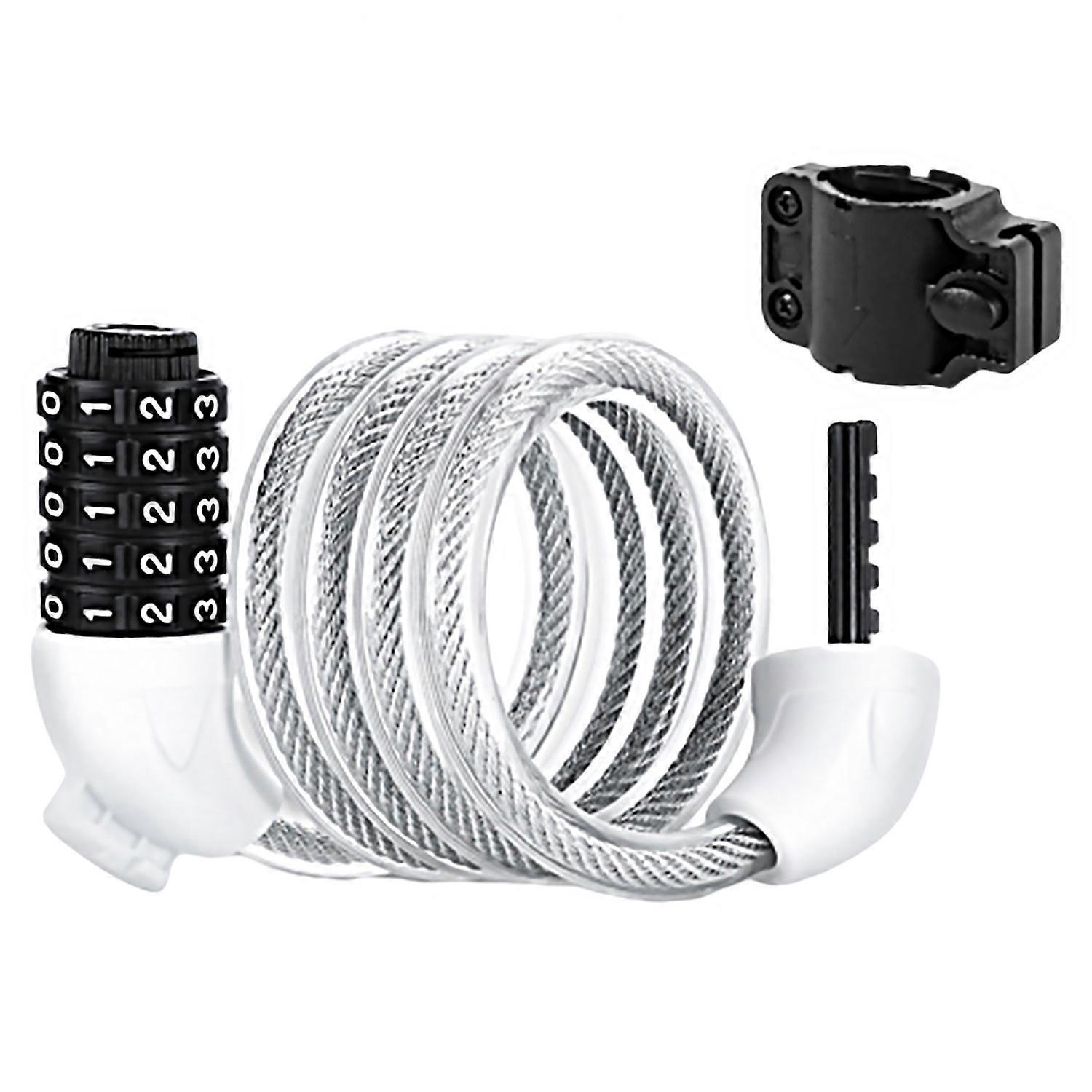 Bicycle Password Cable Lock 5-Digit Keyless Security Waterproof Universal PVC Coated Anti-Theft