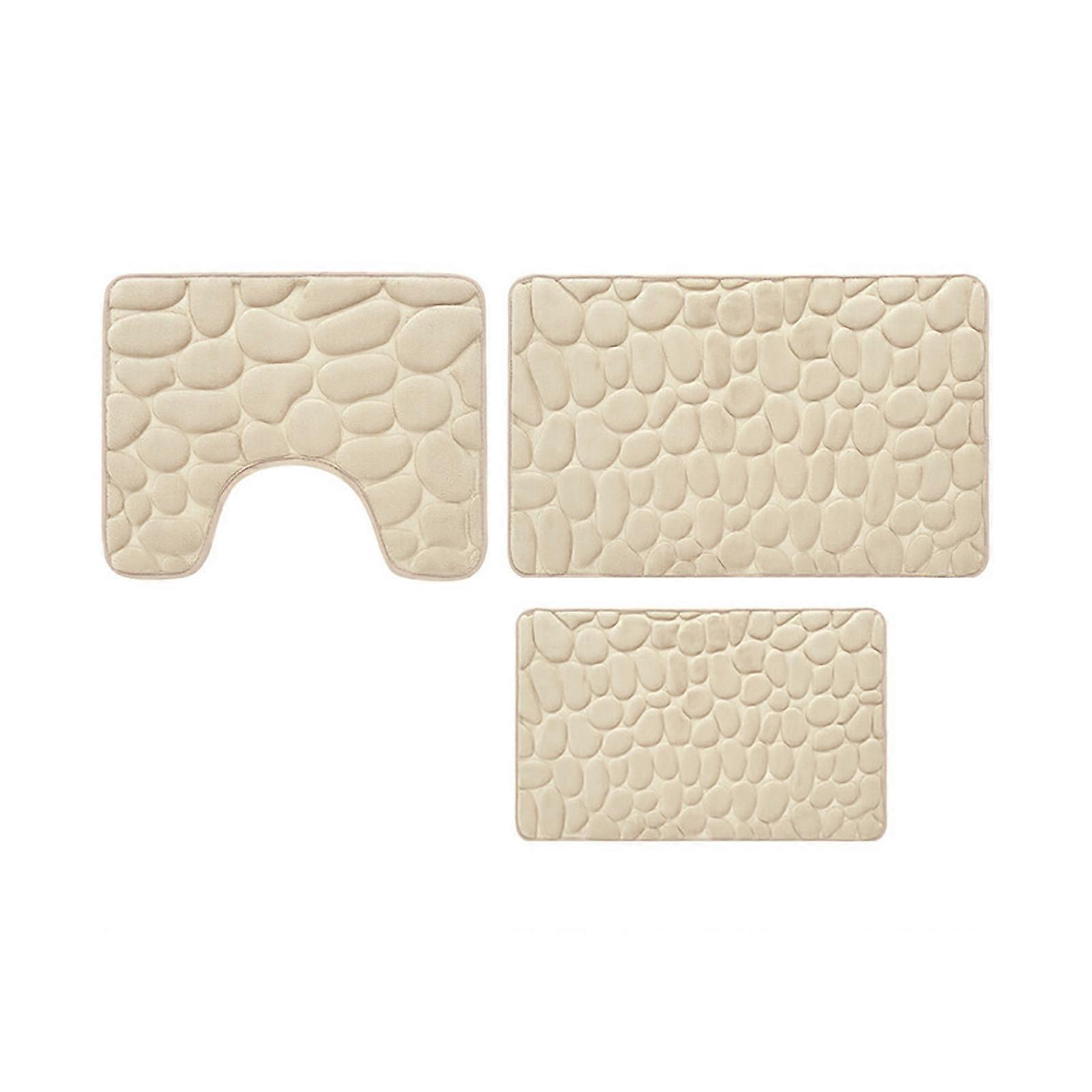 Bathroom Rug Set Of 3 Memory Foam Bath Mat Toilet Mat Soft Absorbent Thick Rug Non-Slip Backing Universal Machine Washable