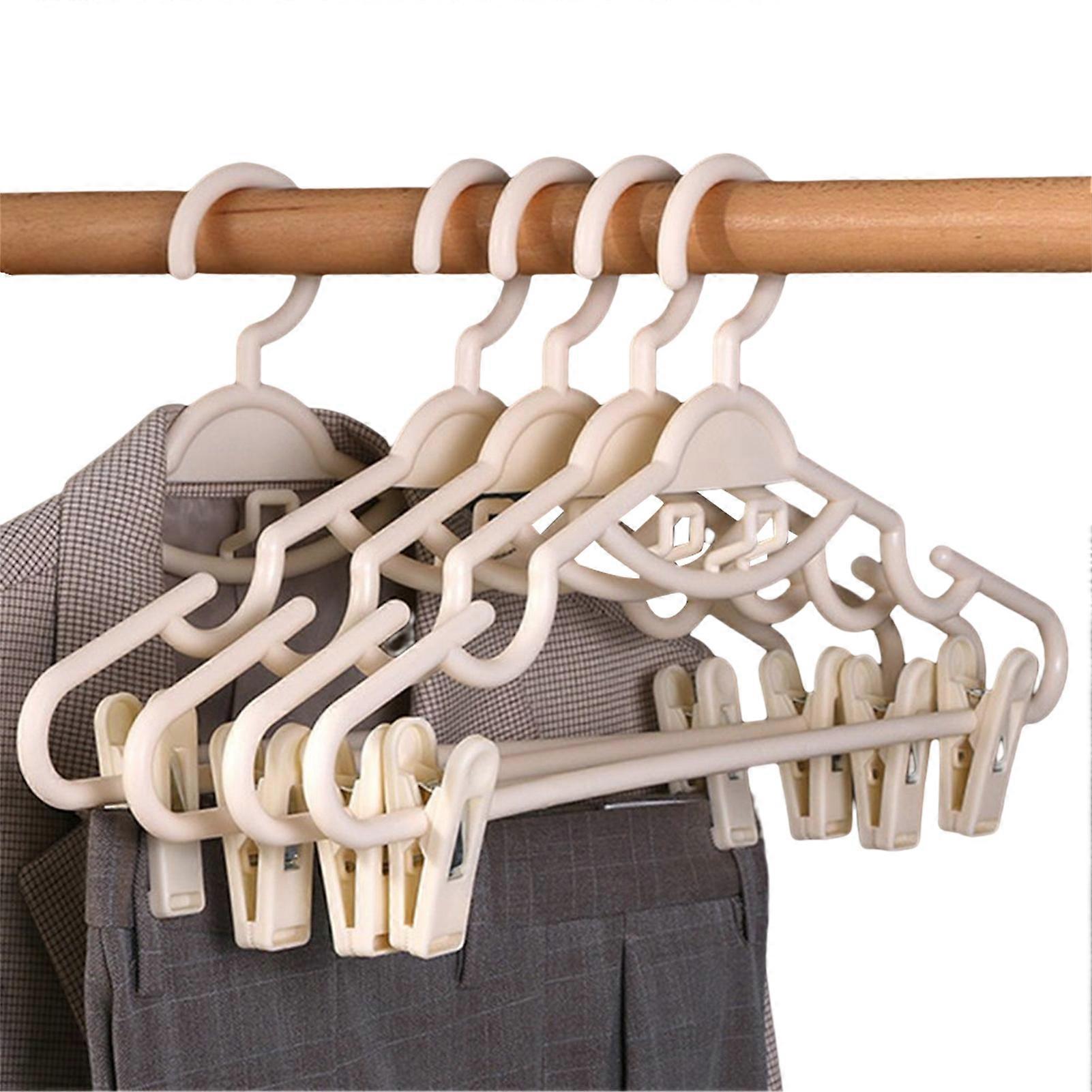 10pcs Clothes Hangers with Clips Plastic Space Saving Non-Slip Skirt Organizer