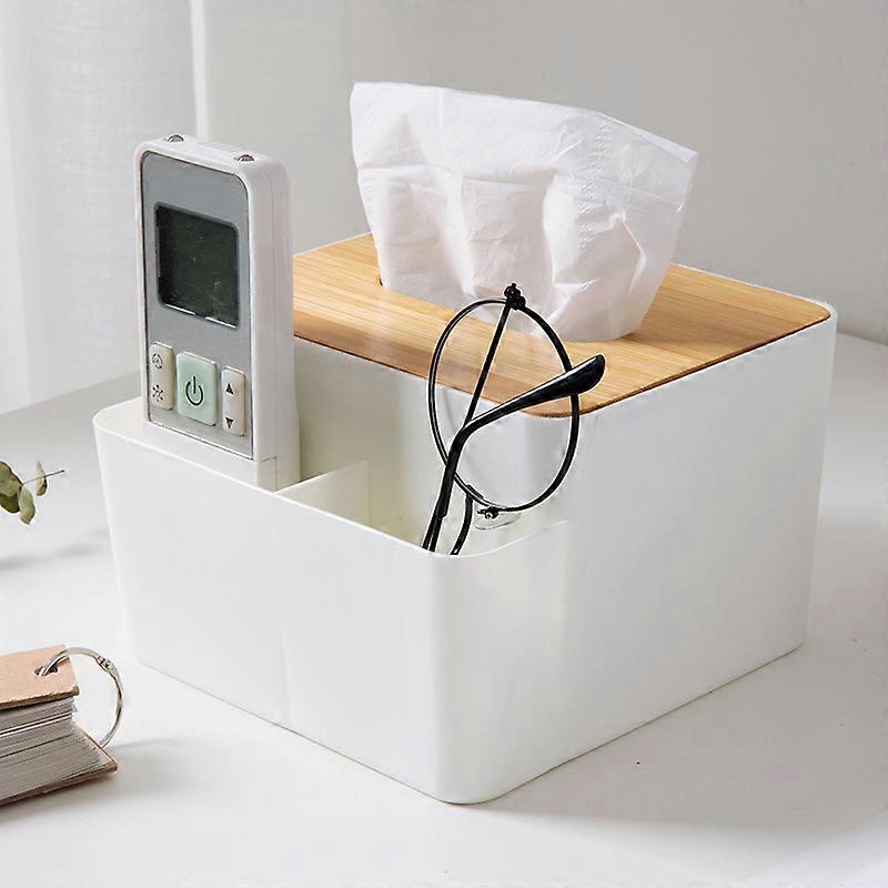 Tissue Box Cover Tablet Stand Multi-Function Organizer Remote Control Storage Box For Home Office
