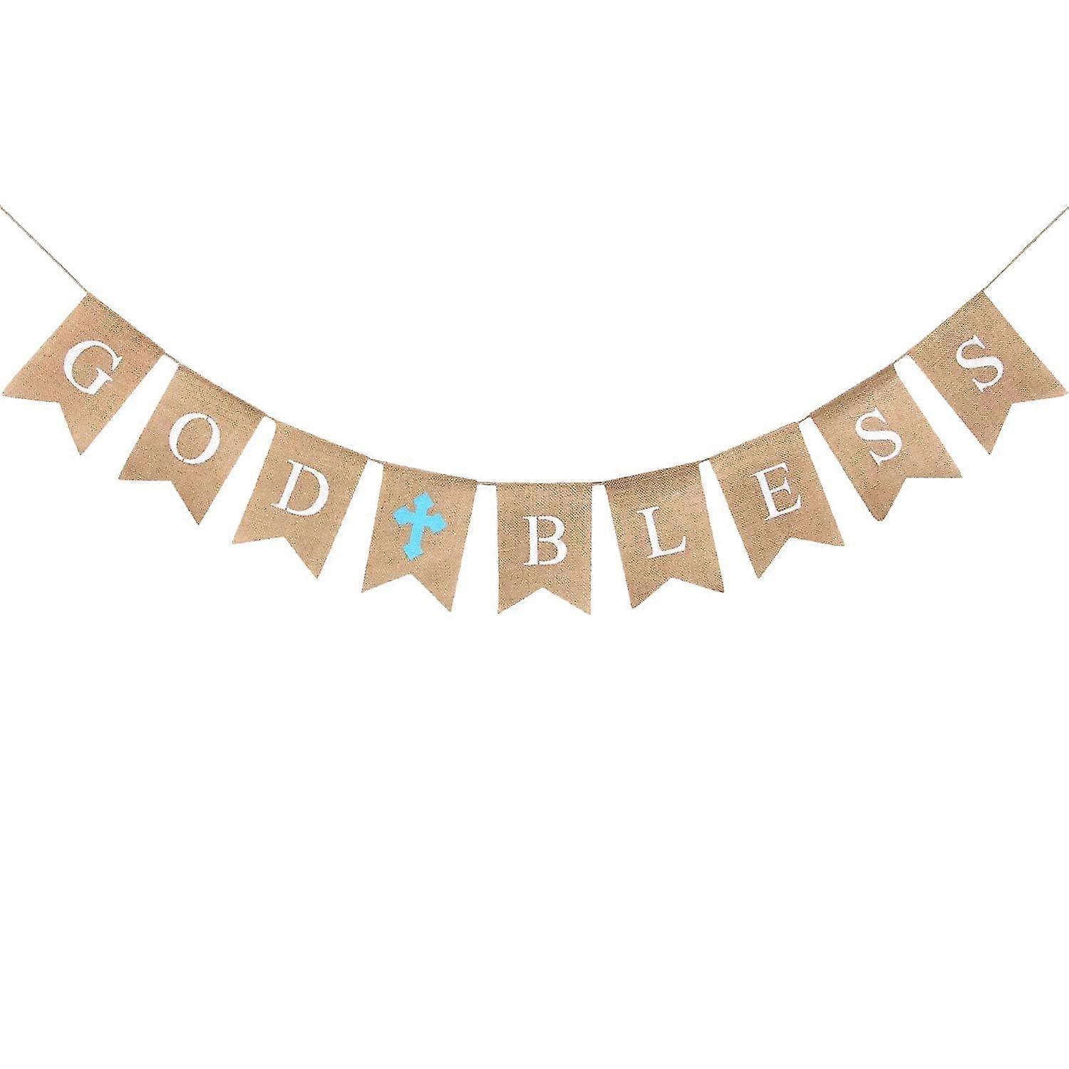 ZK-God Bless Banner Baptism Decorations Confirmation First Communion Decorations