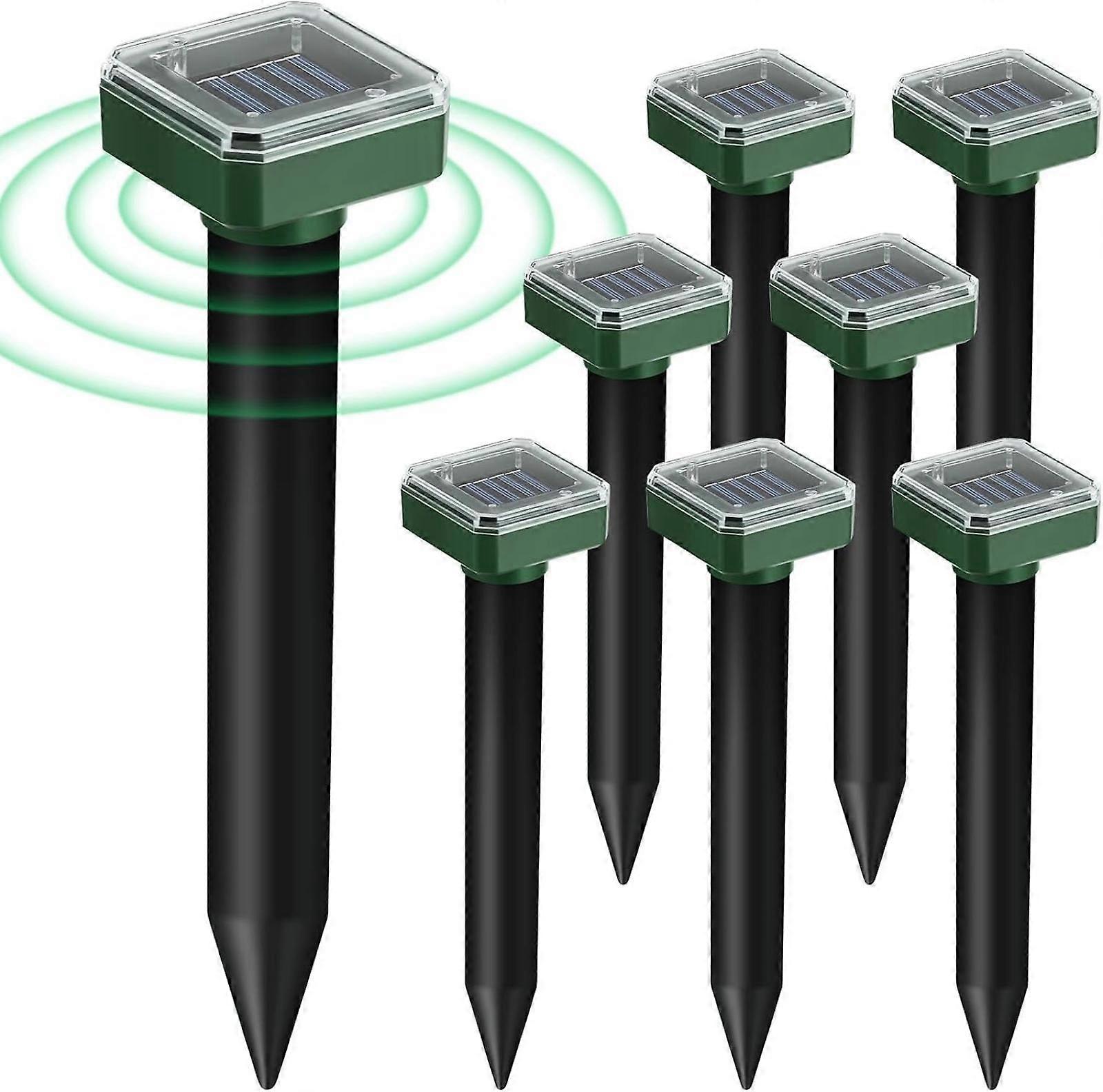8PK Upgrade Mole Repellent for lawns Gopher Repellent Ultrasonic Solar Powered Snake Repellent Deterrent Mole Repeller Vole Repellent Outdoor Lawns Ga