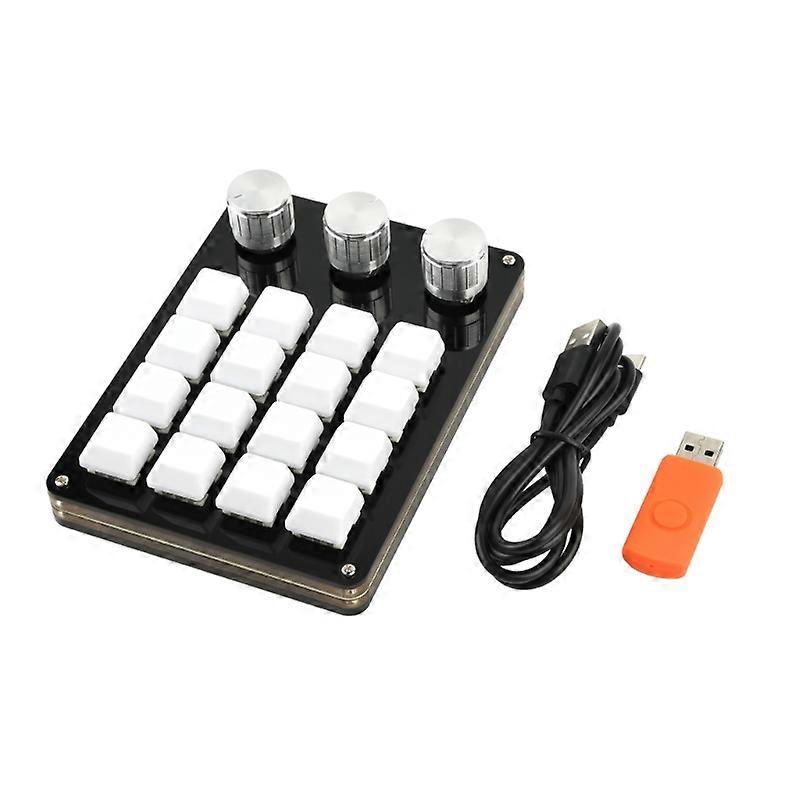 Portable Mini Keyboard with 16 Key 3 Knob Programmable Detachable USB Backlit