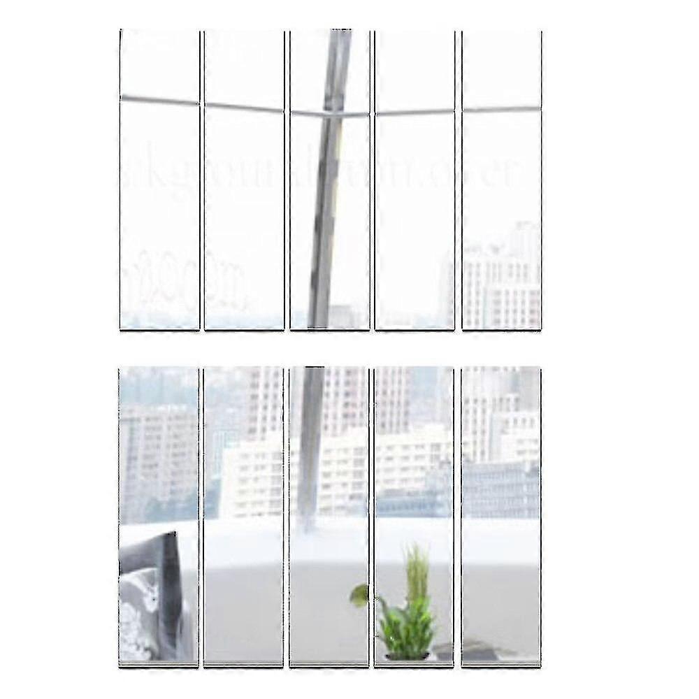 10 Pcs 5*30 Cm Long Rectangle Bar Mirror Wall Sticker