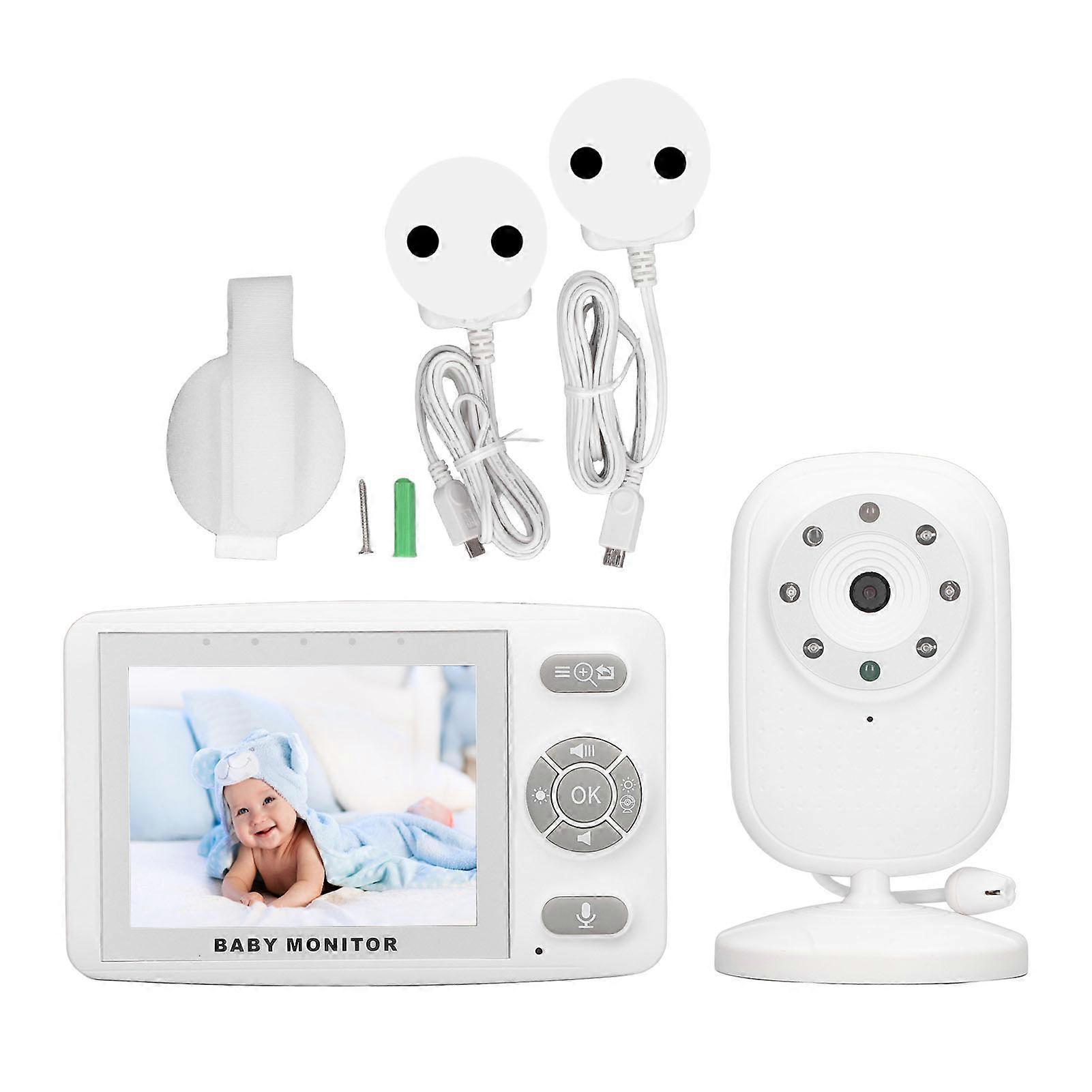 Baby Monitor 3.5in Screen Night Light Two Way Speaking Password Baby Video Monitor 100240V EU Plug