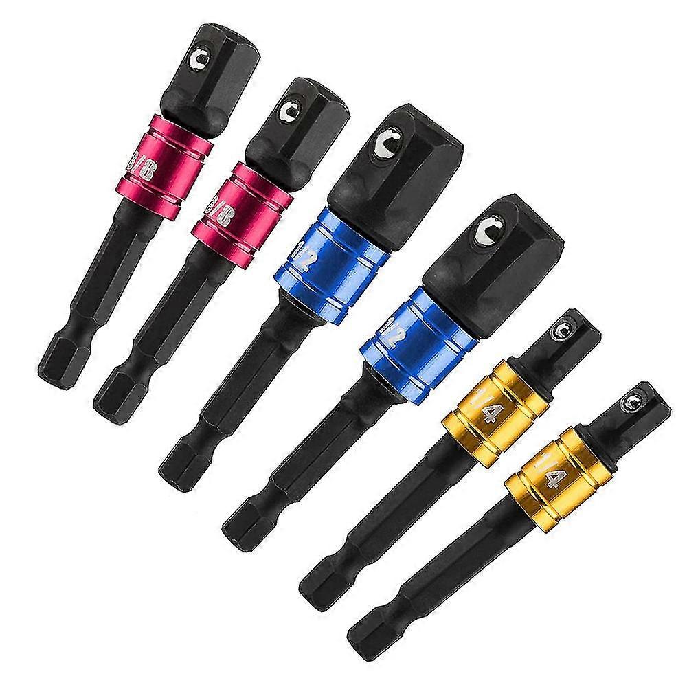 6pc Impact Driver Bits 1/4inch,3/8inch And 1/2inch Drive Socket Adapter For Impact Driver Expend Imp
