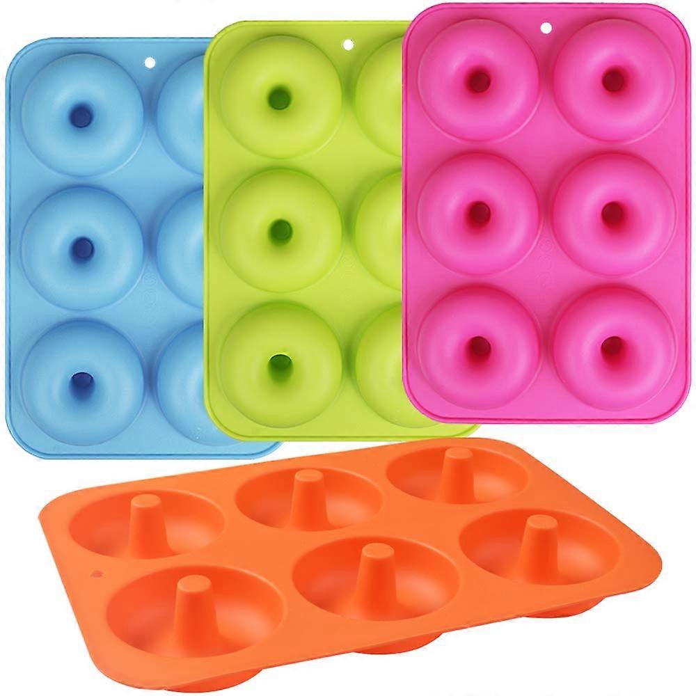 Silicone Doughnut Pan, 6 Cavity Non-Stick Silicone Doughnut Mold for Doughnuts, Bagels - Set of 4