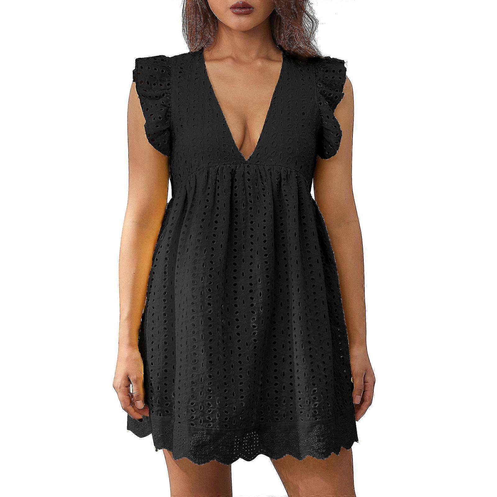 Robes à volants pour femmes Shorts intégrés Robe Casua d’été avec poches