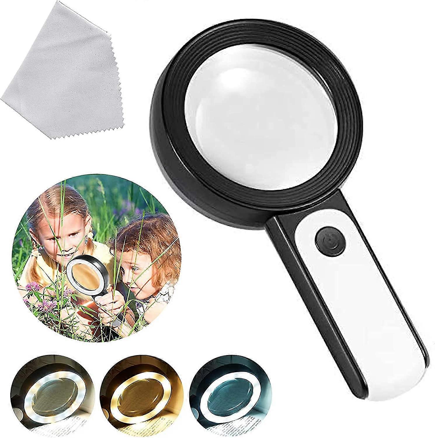 30x Magnifier, Illuminated Reading Magnifier, 30x Lighted Reading Magnifier, With 3 Modes, With Lens Cloth, For Reading, Jewelry, Seniors, Visually Im