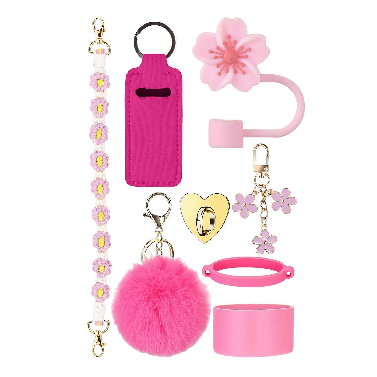 Tumbler Sleeve Water Bottle Protective Cover Set Silicone Bottle Sleeve with Handle Strap Straw Lid Cup Decorative Accessories for Stanley Tumbler