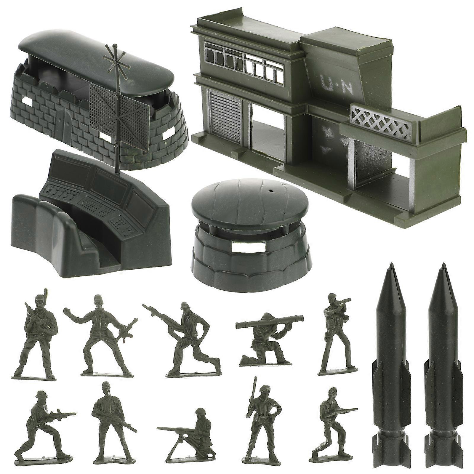 56pcs Military Plastic Soldier Model Toy Men Figures Accessories Kit Decor Play Set (Green)