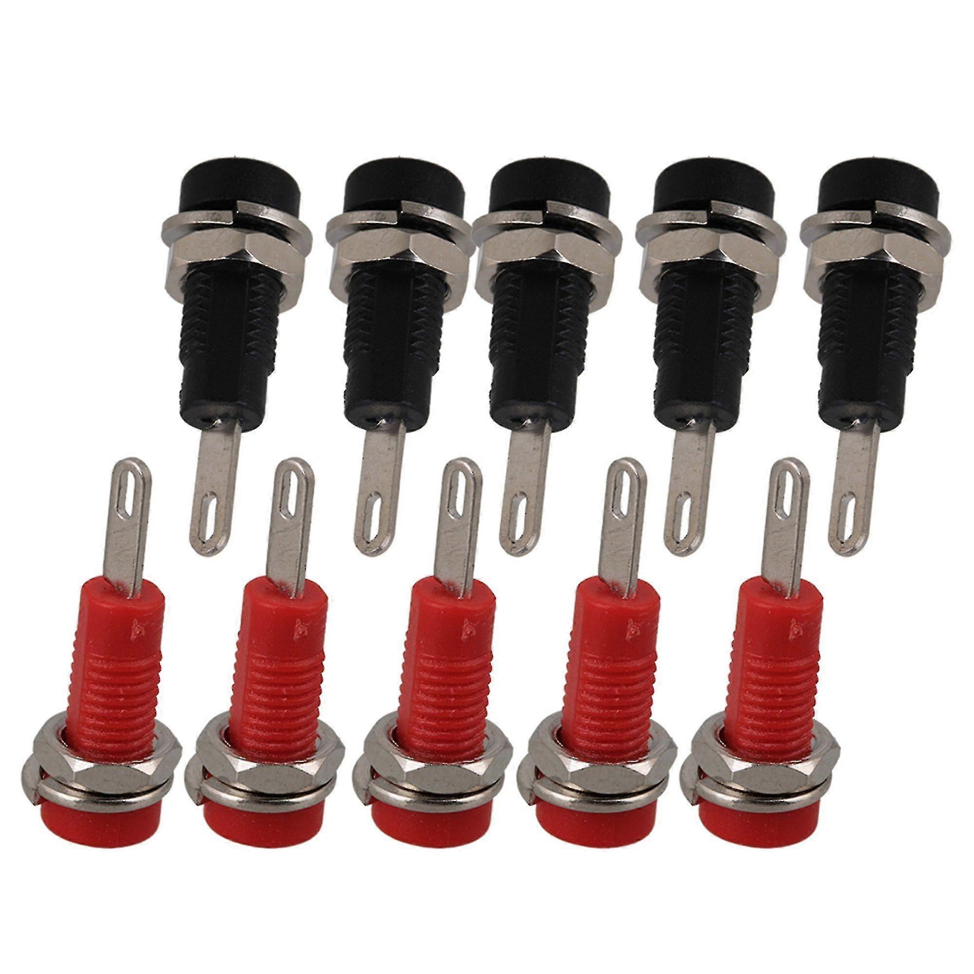 10pcs Binding Post Banana Jack Socket 2mm Panel Mount Test Probe Black + Red