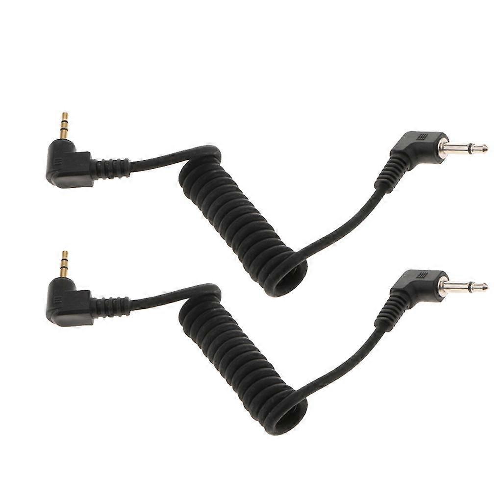 2pcs 2.5mm to 3.5mm Right Angle Male Plug Flash PC Sync Cable for Camera