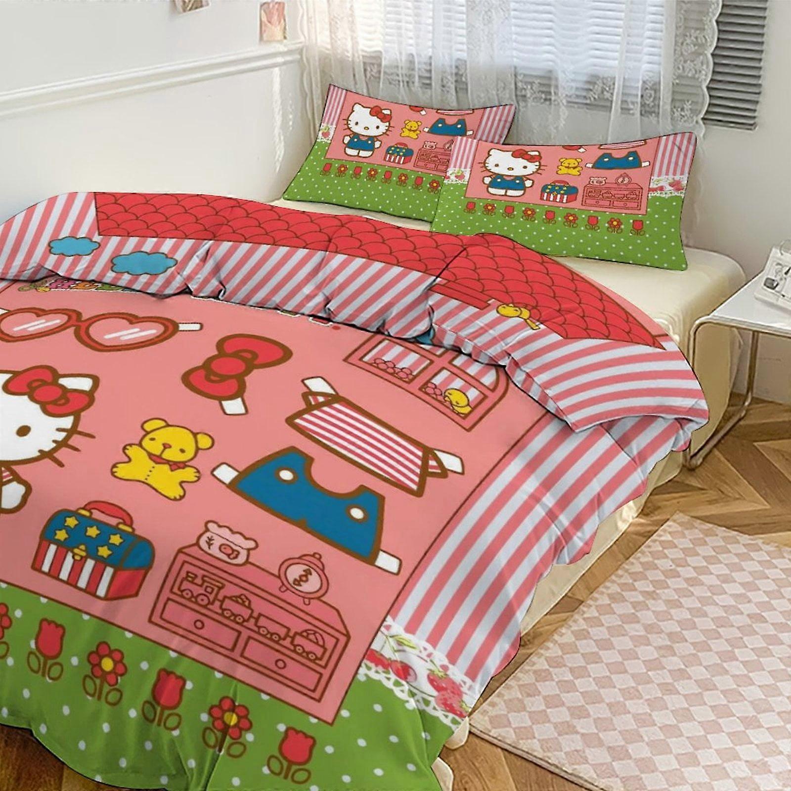 Kt138 Cute Hello Kitty Bedding Sets for Girl Women Twin Size Comforter Set 3pcs Comforter Sets 1 Comforter Cover And 2 Pillowcases-xp Tp138
