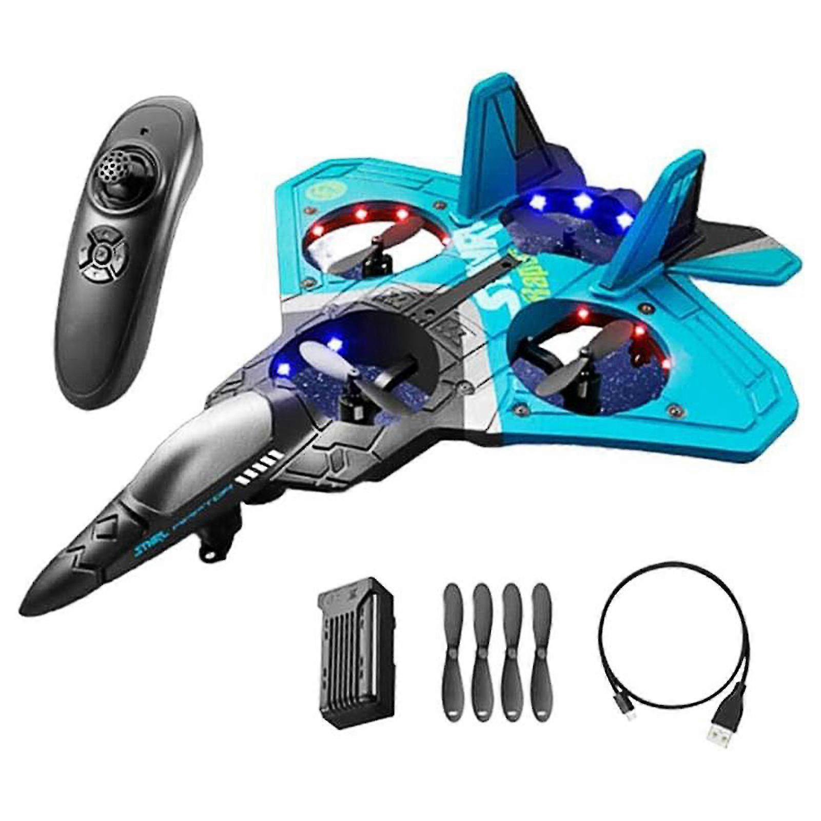 Hot Products-v17 Remote Control Plane 2.4ghz Foam Rc Airplanes Helicopter Quadcopter For Adults Kids,spinning Drone,gravity Sensing,stunt Roll,cool Li