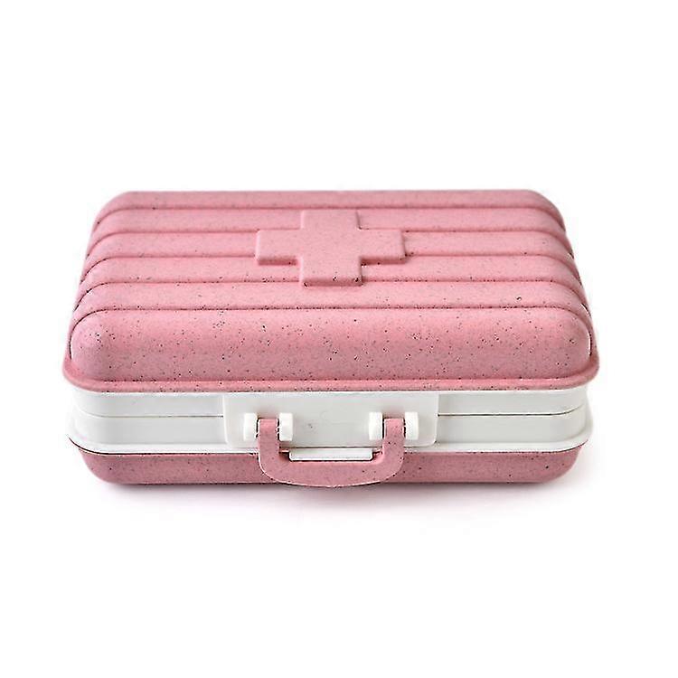 Creative wheat straw six-lattice pill box degradable pill box portable portable mini storage box
