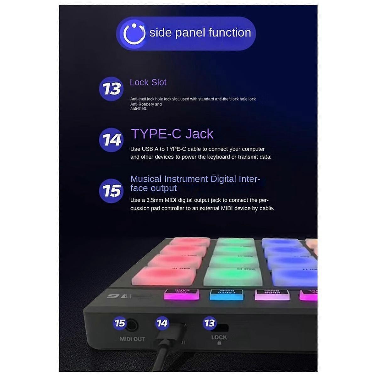 B16 MIDI Keyboard Percussion Pad - for Music Productio DJ Controller Arranger