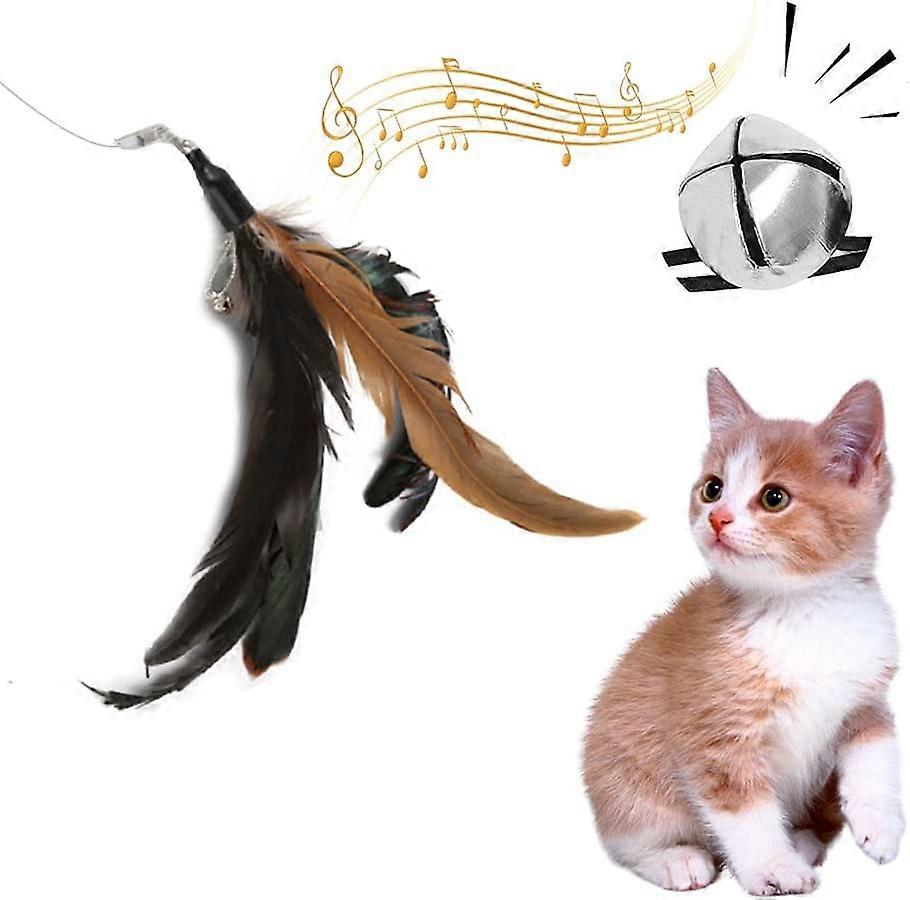 Interactive Cat Feather Toy Retractable Wand with 5 Replaceable Attachments