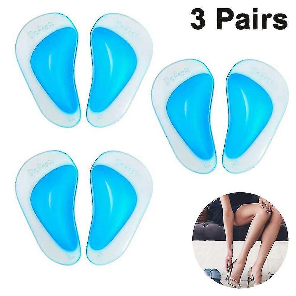 Plantar Fasciitis Arch Support Shoe Insoles 3 Pairs, Thicken Gel Arch