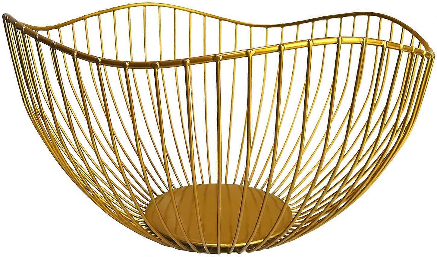 Wire Fruit Basket - Gold Fruit Bowl for Kitchen Counter