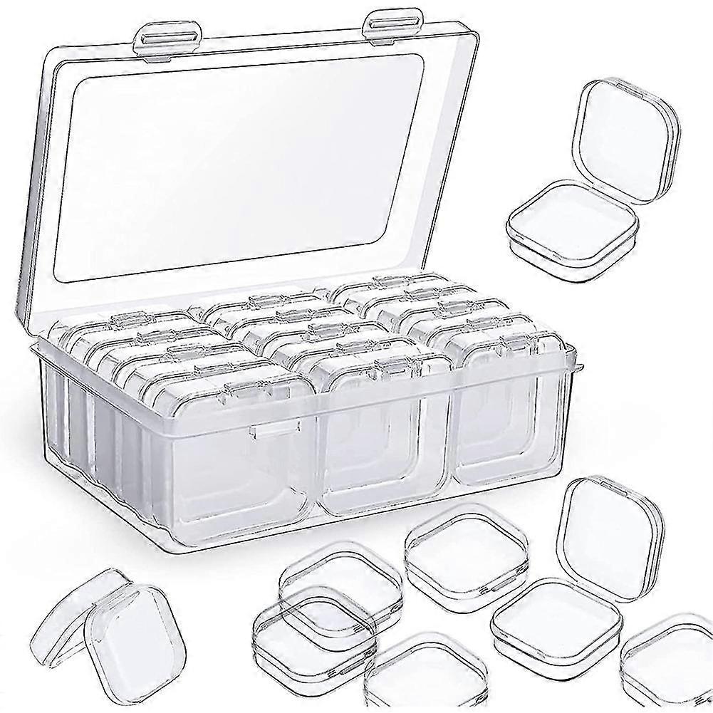 13 Pack Plastic Beads Storage Box, Small Clear Container With , Mini Empty Hinged Boxes For Sewing