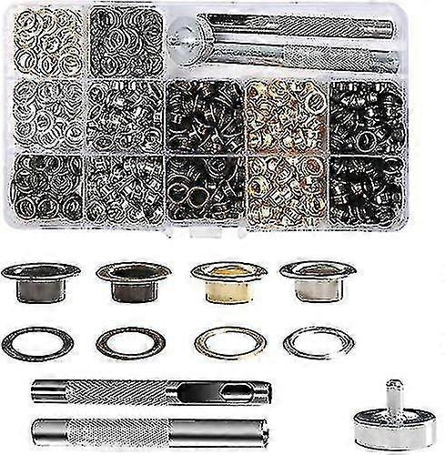 Tool Kit Of 400 Eyelets In 4 Colors With 3 Tools For Diy, Leather, Crafts And Fabric