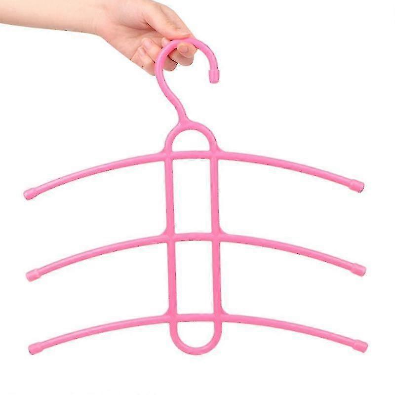 Candy Color Three-layer Hanger Fishbone Type Multi-functional Storage Hanger Non-slip Drying Rack Plastic Hanger