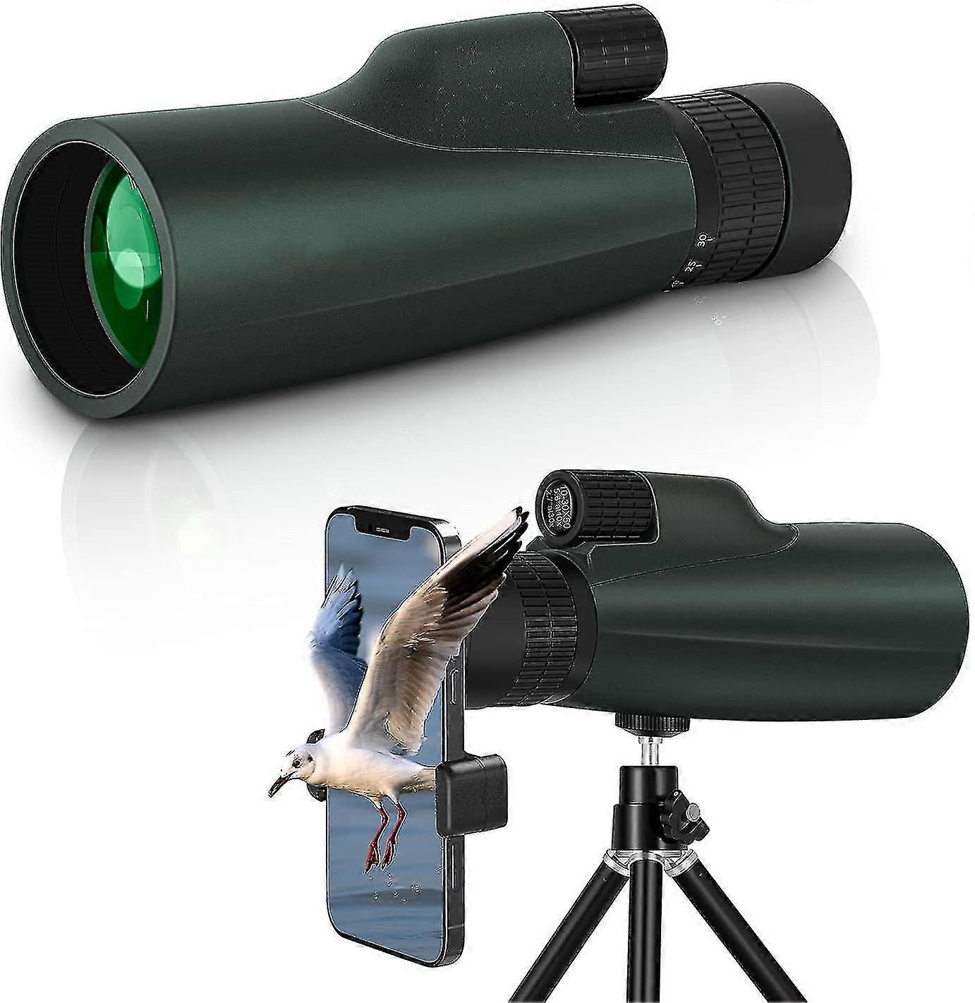 10-30x50 Hd Starscope Monocular Telescope, High-performance Magnifying Monocular With Smartphone Holder, Rotatable Tripod, Bak4 Prism And Fmc For Wild