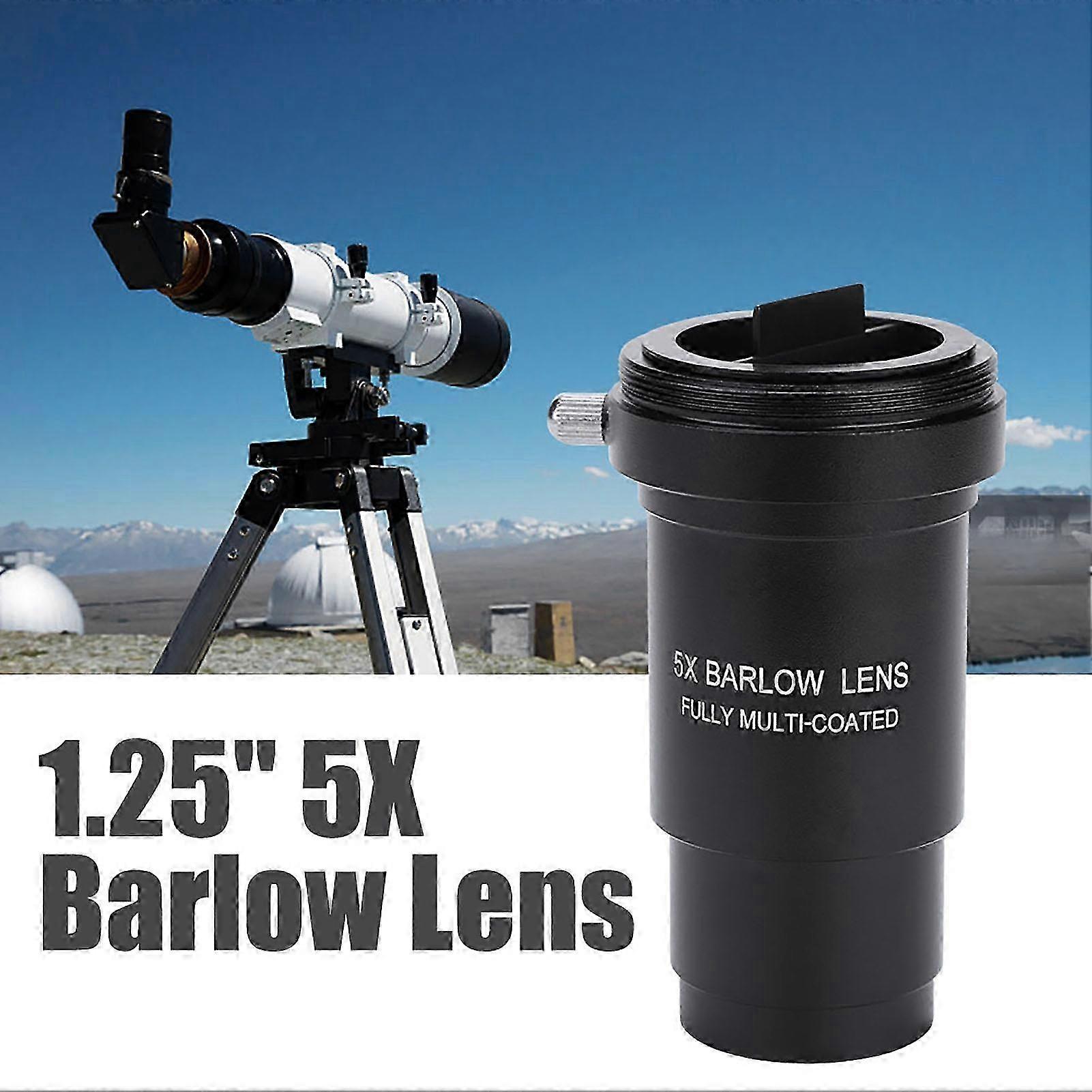 Lente Barlow 5X 1.25 Polegadas Multi Revestida com Rosca M42 para Ocular de Telescópios de 31.7mm