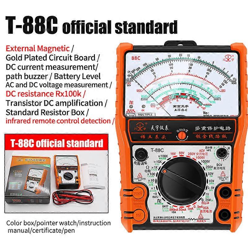 2022Ukazovateľový multimeter T88A T88B T88C AC / DC 2500V volt-ampérmeter analógový multimetro odporový tester s náradím pre elektrikára