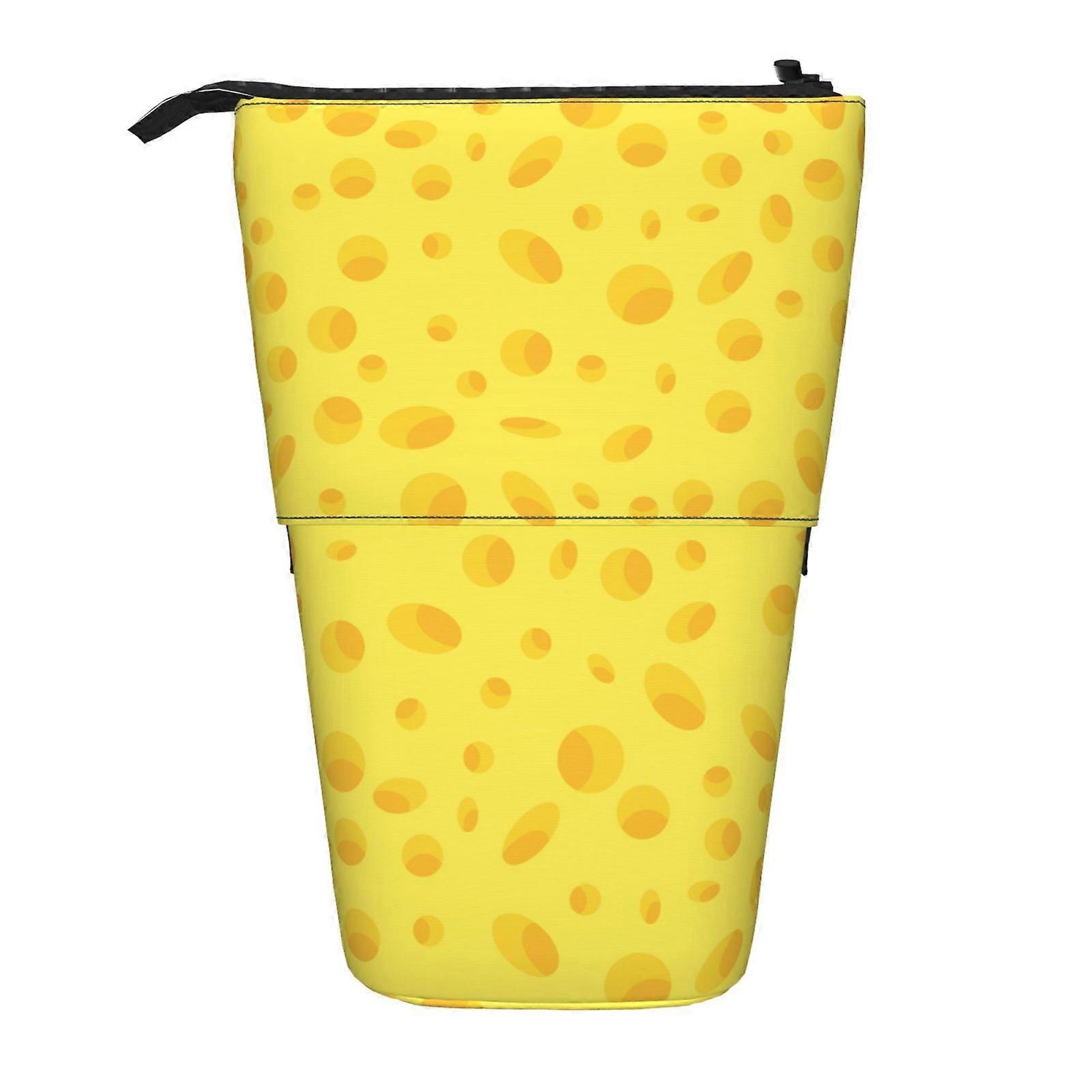 جبنة صفراء نمط مقلمة الوقوف حقيبة قلم رصاص تلسكوبية مقلمة مع سحاب حقيبة ماكياج محمولة