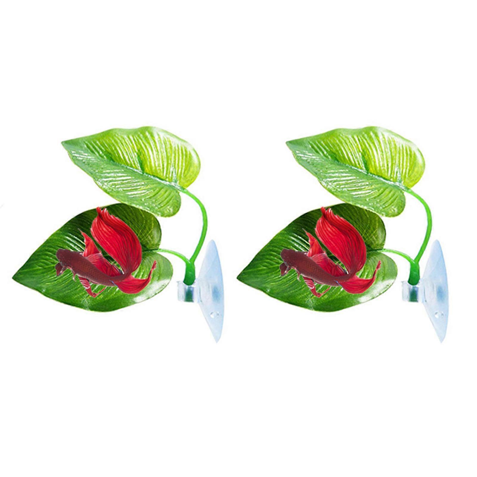 Betta Leaf Bed Hammock Double Plastic Leaves Pad with Strong Suction Cup
