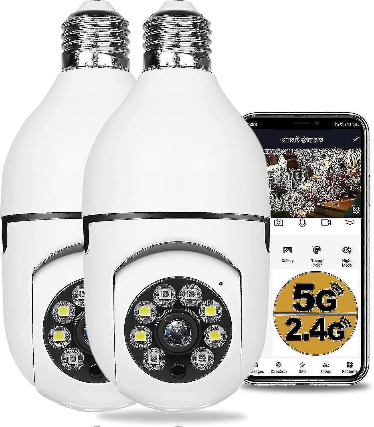 2pcs 360 Degree Security Cameras Wireless Outdoor, Wifi Light Bulb Camera, 1080p Wireless Cameras For Home Security