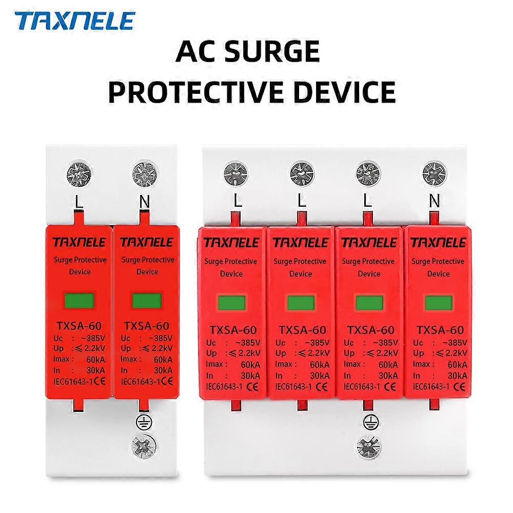 AC SPD Din rail 20KA 40KA 30KA 60KA 2P 4P 385V House Lightning Surge Protector Protect Protective Low-voltage Arrester Device