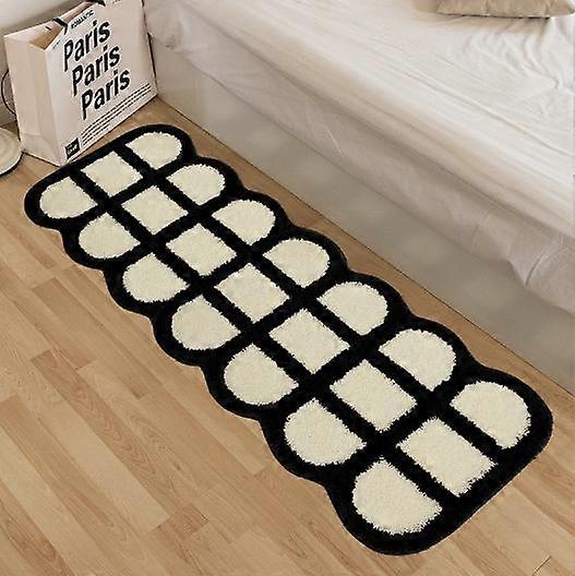 السجاد في نمط الأسود والأبيض منقوشة غرفة نوم السرير بطانية الرجعية رقعة الشطرنج مرحاض القدم حصيرة البساط الصغيرة