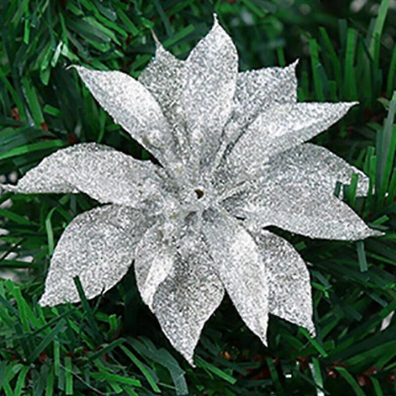 1/10Pcs Christmas Large Poinsettia Glitter Flower Xmas Tree Hanging Party Home Garden Decor