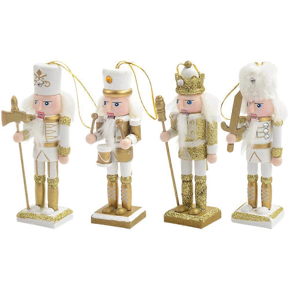 4pcs Nutcracker Ornaments Christmas Wooden Nutcracker Decor Christmas Nutcracker Pendant