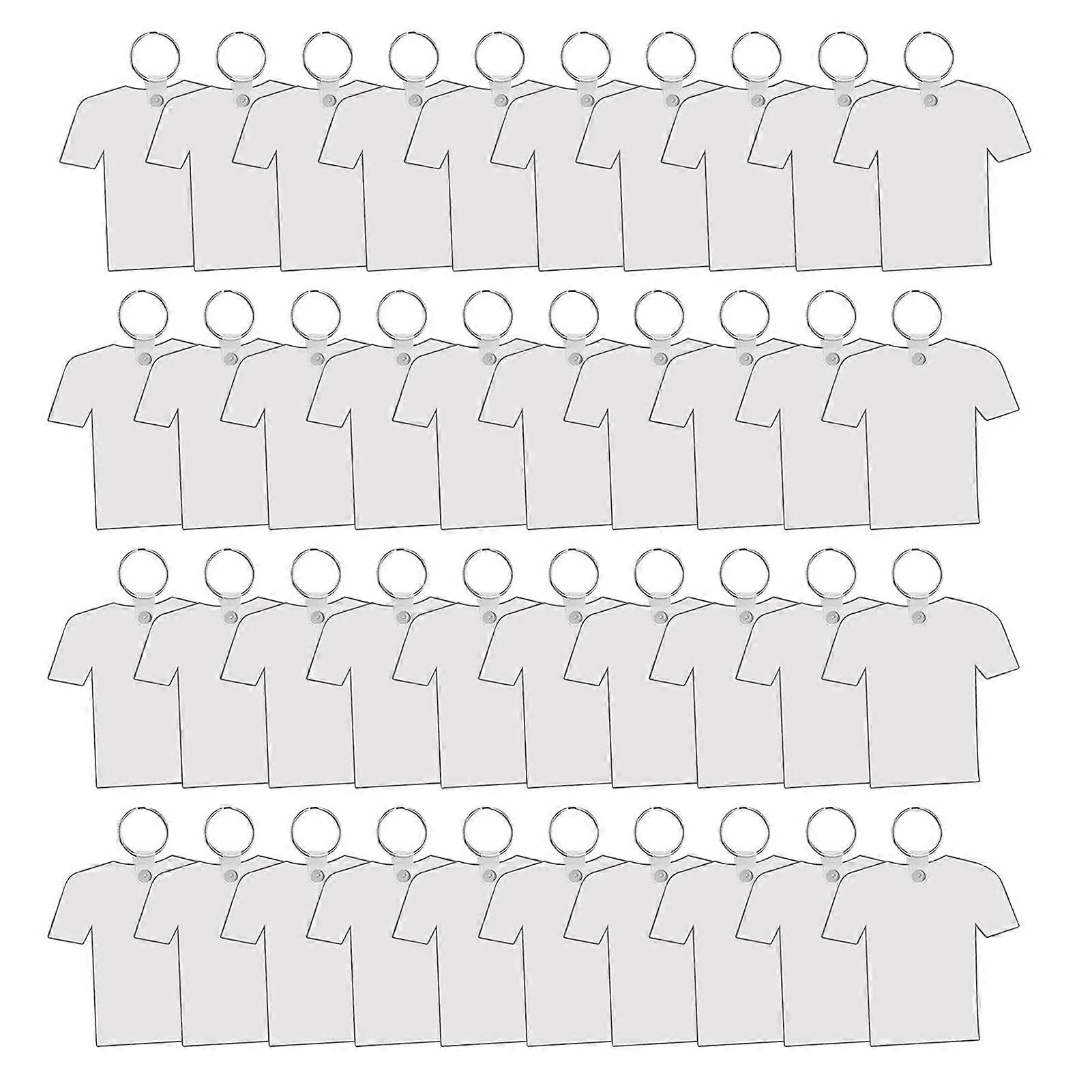 40Pcs/Set Sublimation Keychain Mold Set Double-Sided MDF Blanks with Rings Clips Clear Bright DIY Keychain Coating for Friends Family Jikaix