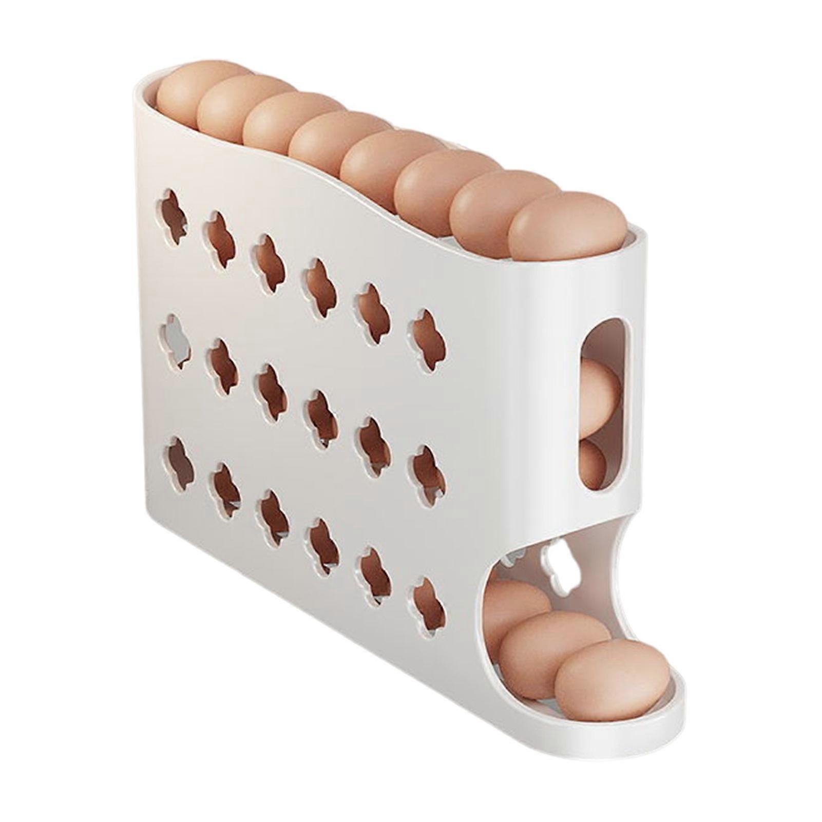 1/2Pcs Egg Storage Box with Protective Railings Deep Grooves Design Large Capacity Auto Rolling Fridge Egg Organizer Egg Rack Jikaix