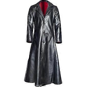 Men's Fashion Gothic Long Coat Leather Coat Faux Leather Jacket S-5xl
