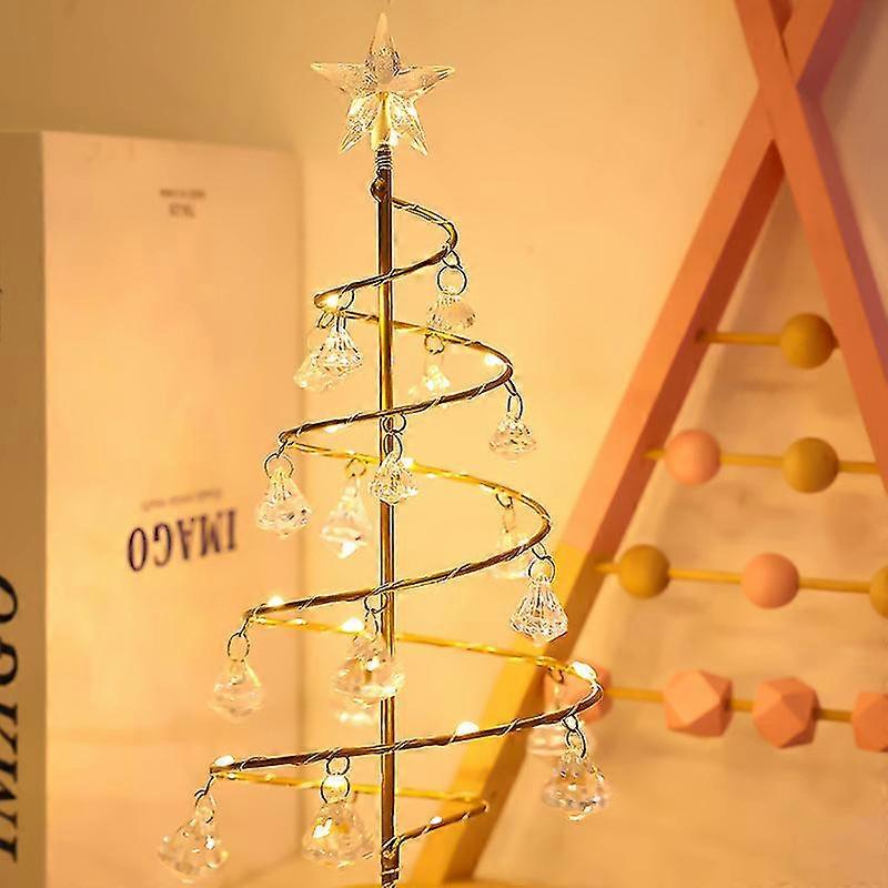 Aramox LED-Weihnachtsbaum-Tischlampe – Mit Kristallkugeln, Eisenrahmen & Batteriebetrieb – Perfekt Für Festliche Deko
