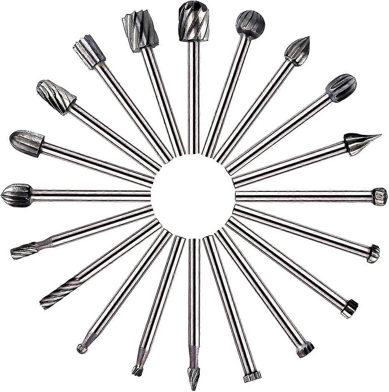 Rotary Burrs - 20pcs Milling Cutter Bits Woodworking Router Bits With 3mm Shank For Accessories Rotary Tool, For Diy Woodworking, Engraving Etc.