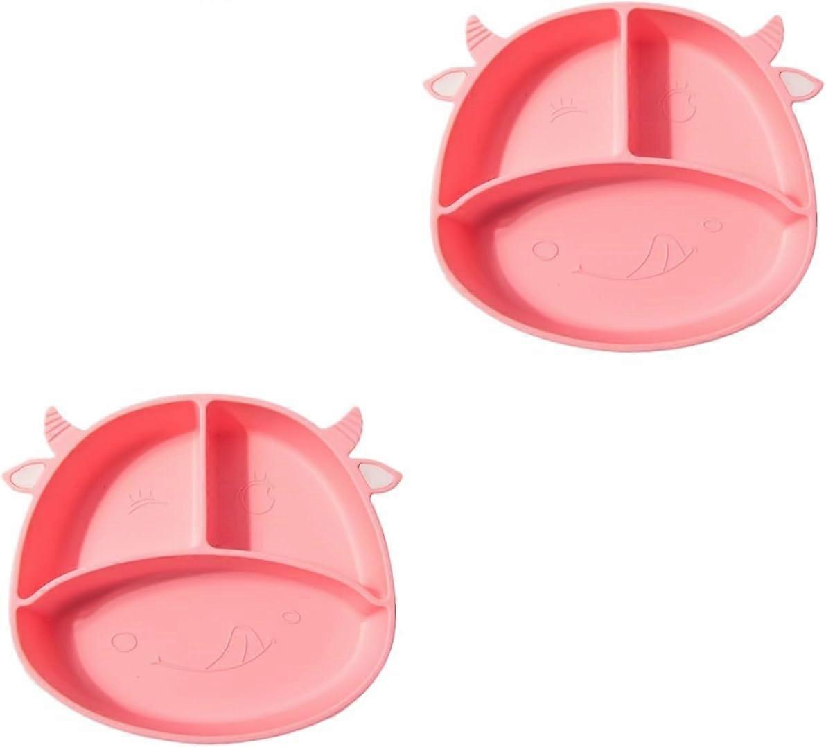 2pcs Complementary Food Compartment Tray Plates Suction Divided